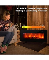 Sugift 42 Inch Electric Wall Mounted Freestanding Fireplace with Remote Control-Black