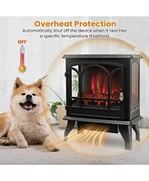 Sugift 1400W Electric Stove Heater with 3-Level Flame Effect and 3-Sided View