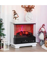 Sugift 27 Inch Freestanding Electric Fireplace with 3-Level Vivid Flame Thermostat