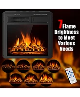 Skonyon 18 Inch Electric Fireplace Insert with 7-Level Adjustable Flame Brightness