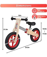 Slickblue Wooden Sport Balance Bike - Adjustable Seat for Children Ages 3 and Up