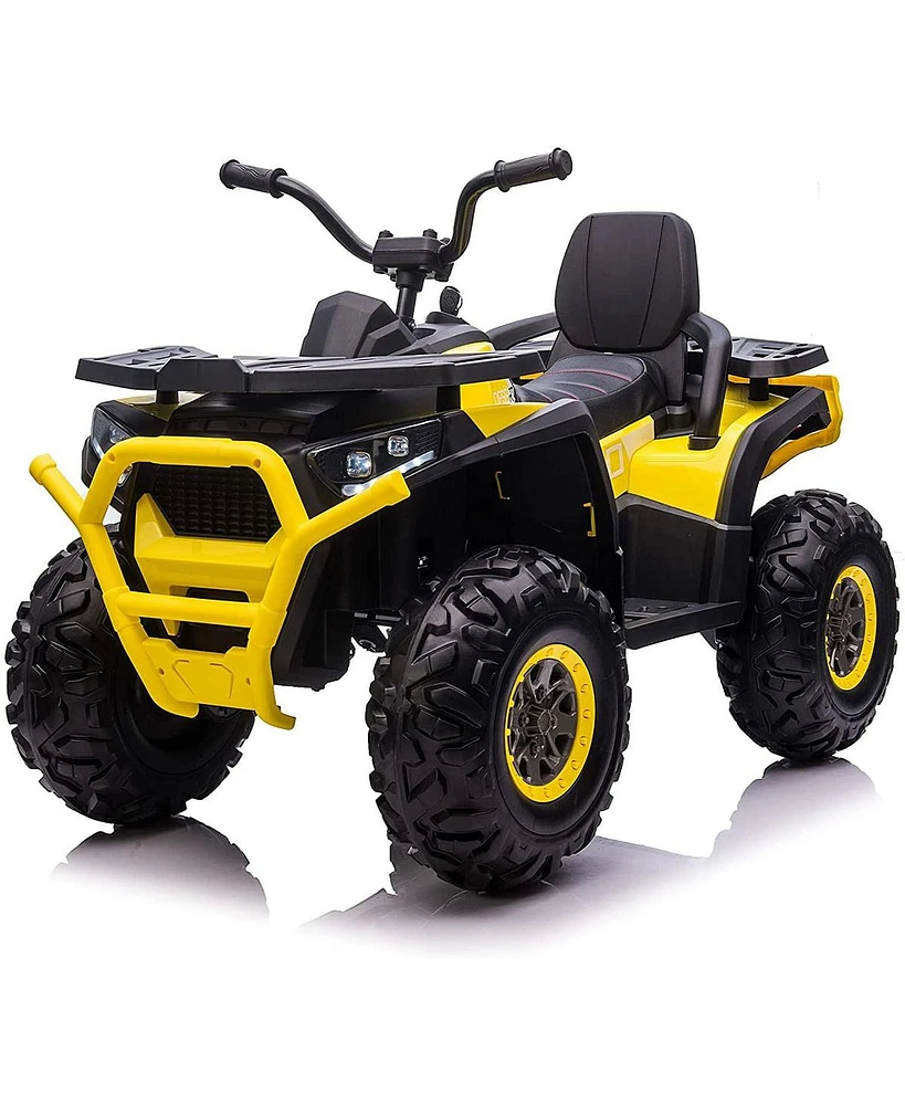 Slickblue 12V Kids Electric 4-Wheeler Atv Ride-On Car with Led Lights, Music, and Horn