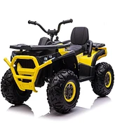 Slickblue 12V Kids Electric 4-Wheeler Atv Ride-On Car with Led Lights, Music, and Horn