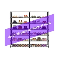 Slickblue Shoe Rack with Dustproof Cover – 6-Tier 36 Pair Shoe Storage Solution