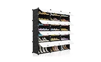 Slickblue Portable 8-Tier Shoe Rack Organizer for 48 Pairs - Expandable Tower Shelf for Heels, Boots, and Slippers