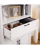 gaomon Bookshelf with Doors, 6-Tire Farmhouse Storage Cabinet Bookcase Floor Standing Bookshelves
