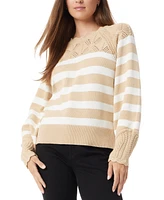 Sam Edelman Women's Joy Novelty Yoke Striped Sweater