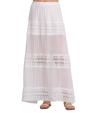 Elan Women's Crochet-Lace Tiered Maxi Skirt