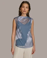 Donna Karan New York Women's High-Neck Burnout Blouse