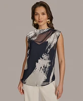 Donna Karan New York Women's High-Neck Burnout Blouse