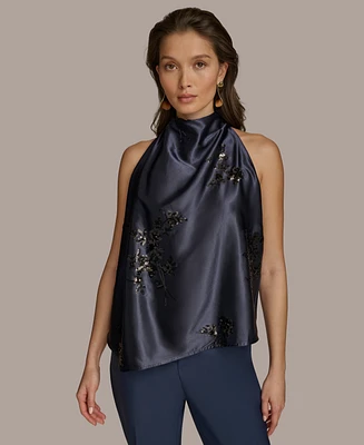 Donna Karan New York Women's Sequin-Embellished Satin Tank Top