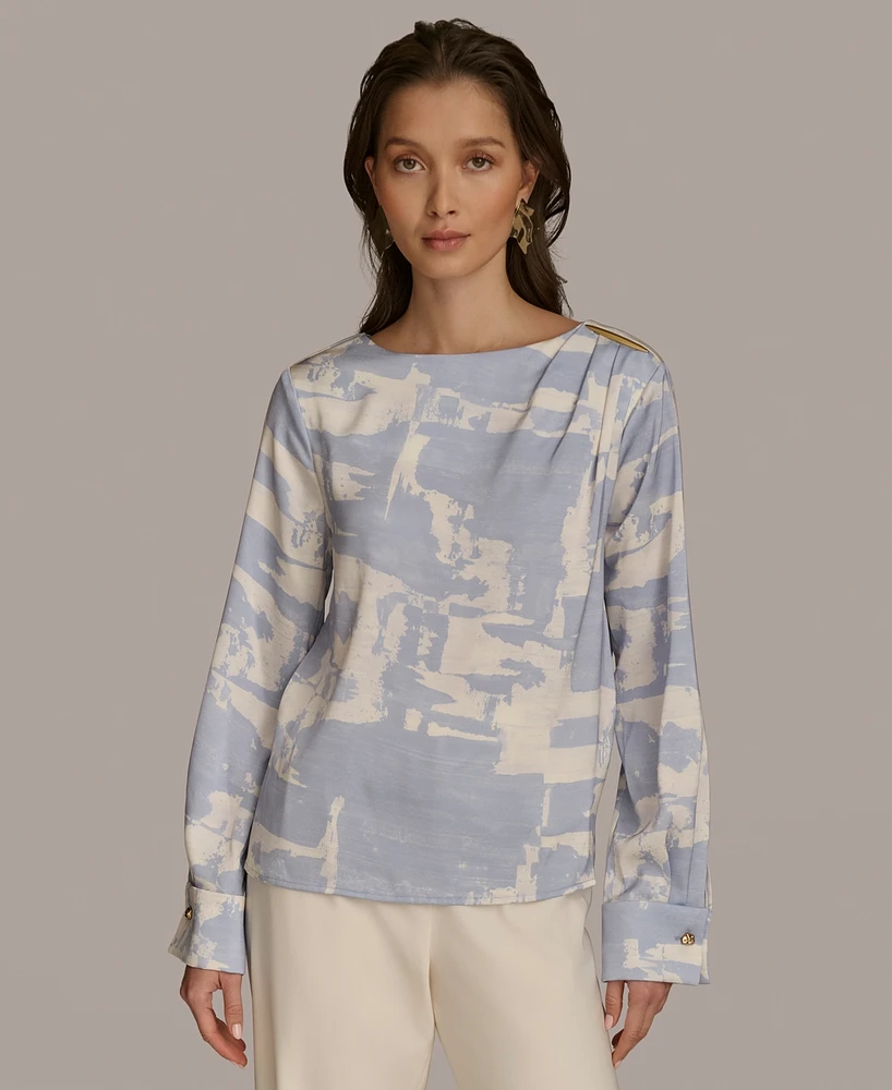 Donna Karan New York Women's Printed Long Sleeve Blouse