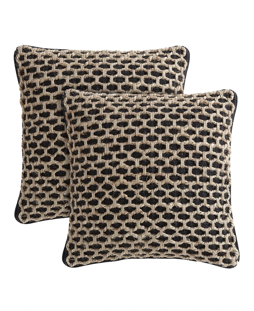 Boho Living Jada Jute Decorative Pillows 2 Piece Set, 20" x 20"