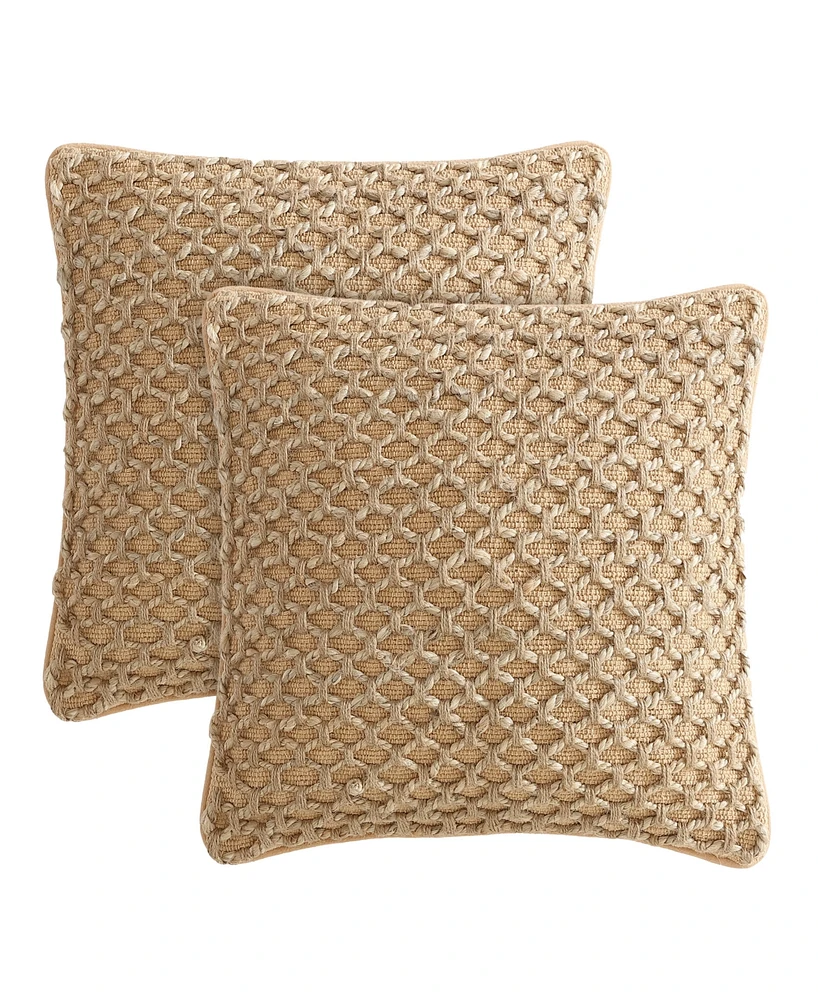 Boho Living Jada Jute Decorative Pillows 2 Piece Set, 20" x