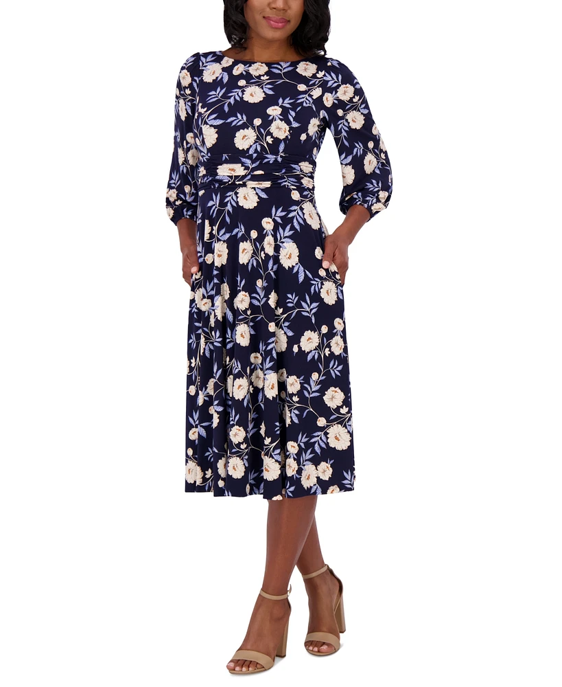 Jessica Howard Women's Floral-Print Midi Fit & Flare Dress