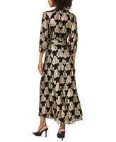 Vince Camuto Women's Metallic-Print 3/4-Sleeve Maxi Dress