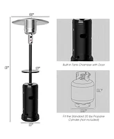 Skonyon Outdoor Heater Propane Standing Lp Gas Steel with Table & Wheels-Black