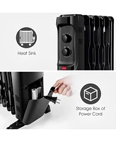 Skonyon 1500W Oil Filled Portable Radiator Space Heater with Adjustable Thermostat-Black