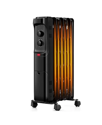 Skonyon 1500W Oil Filled Portable Radiator Space Heater with Adjustable Thermostat-Black