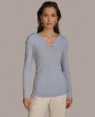 Donna Karan New York Women's V-Neck Long-Sleeve Top