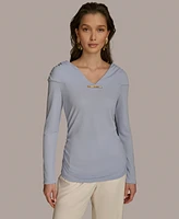 Donna Karan New York Women's V-Neck Long-Sleeve Top