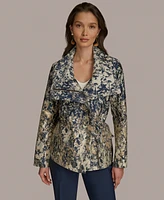 Donna Karan New York Women's Metallic Jacquard Zip-Front Jacket