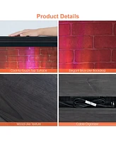 Sugift 27 Inch Freestanding Electric Fireplace with 3-Level Vivid Flame Thermostat-Black