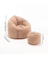 The Pop Home Adult Bean Bag Chair with Ottoman, Comfortable Couch Armrests for Living Room-The