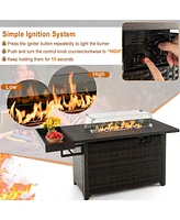Sugift 52 Inches Outdoor Wicker Gas Fire Pit Propane Fire Table with Cover