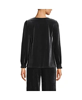 Lands' End Women's Long Sleeve Velvet Blouse