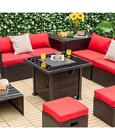 Sugift 32 Inch Square Propane Fire Pit Table with Lava Rocks Cover