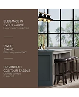 Maven Lane Eva Bar Stool in Reclaimed Oak Finish with Ronan Stone Leather