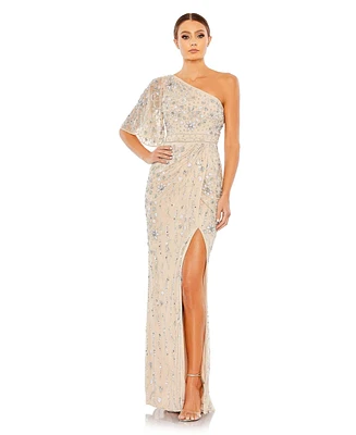 Mac Duggal Women's Embellished One Shoulder Draped Gown