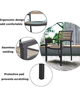 Slickblue Outdoor Dining Chair Set of 4 - Heavy Duty Stackable Aluminum Alloy Armchairs