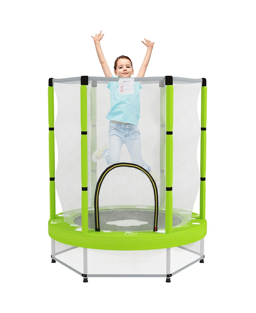 Qaba 4.6FT Trampoline for Kids w/ Safety Net, Age 3-6 Years, Light