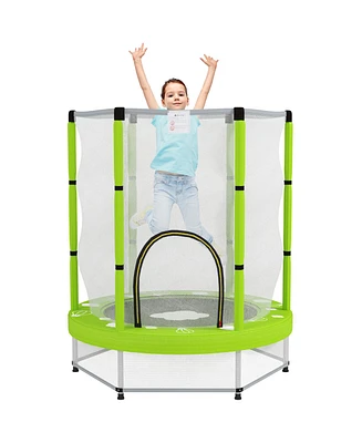 Qaba 4.6FT Trampoline for Kids w/ Safety Net, Age 3-6 Years, Light