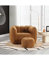 The Pop Home Soft Bean Bag Chair with Footstool, Comfortable Sofa for Gaming, Reading, and Tv-The