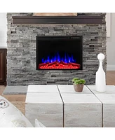 Sugift 37 Inch Electric Fireplace Recessed with Adjustable Flames