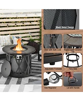 Sugift 32 Inch 30000BTU Fire Pit Table with Fire Glasses and Pvc Cover