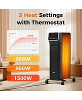 Skonyon 1500W Oil Filled Radiator Heater with Remote Control 3 Modes 24H Timer-Black