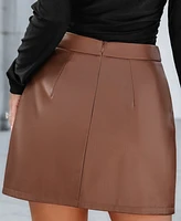 Cupshe Women's Faux Leather A-Line Mini Skirt