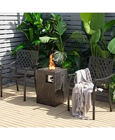 Skonyon 16 Feet Square Outdoor Propane Fire Pit with Lava Rocks Waterproof Cover 30000 Btu-Black