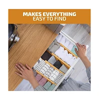 4 Pack Drawer Dividers Bamboo 2.6" High, 16-22" Adjustable Organizers, Expandable Dresser Separators Bedroom/Kitchen/Office