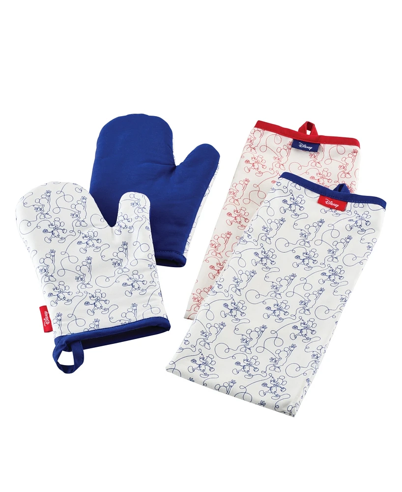 Disney Bon Voyage 4-Piece Oven Mitt and Kitchen Towels Set