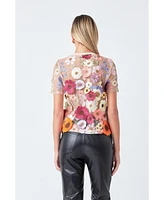 endless rose Women's Floral Embroidered Top