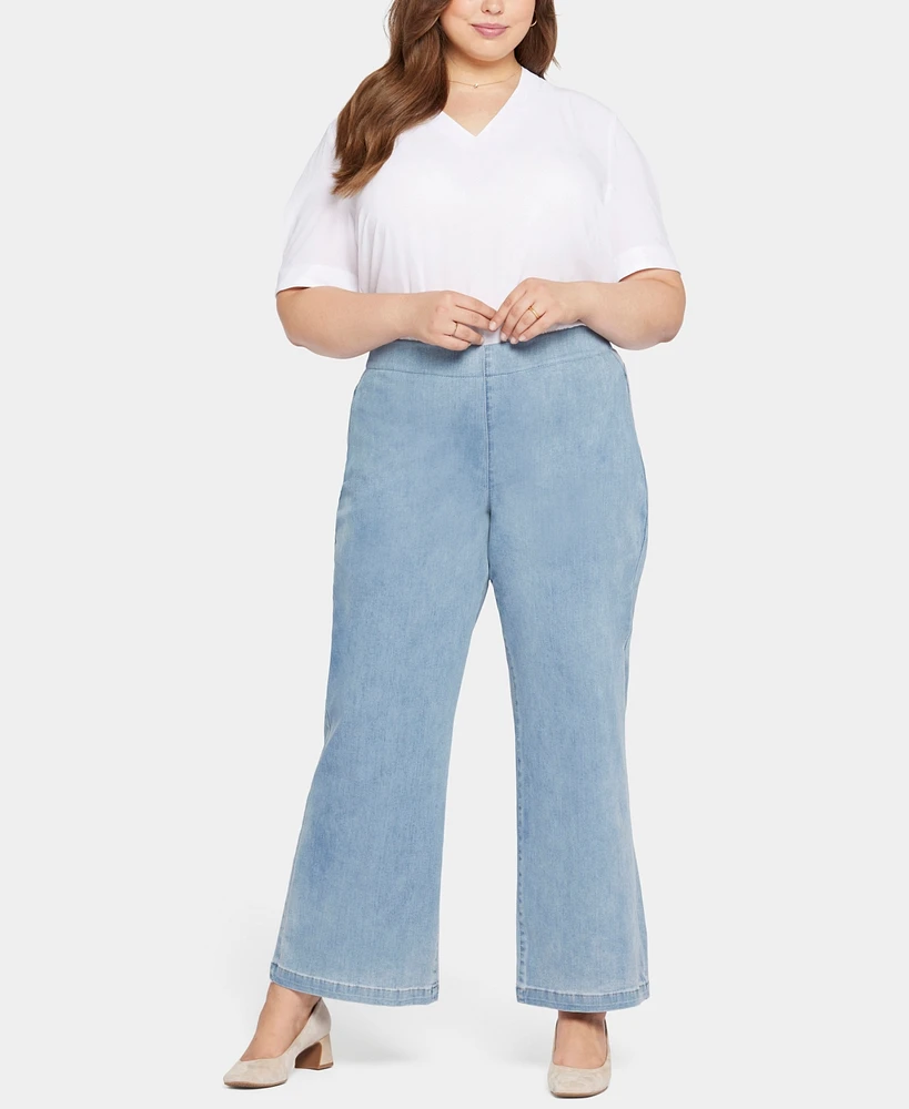 Nydj Plus Pull-On Teresa Wide Leg Jeans