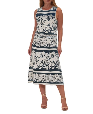 Donna Ricco Women's Printed Jacquard Knit Shift Dress