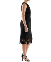 Donna Rico Women's Asymmetric Twist-Neck Lacy-Hem Dress