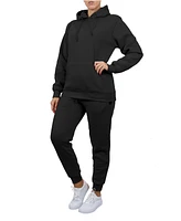 Galaxy By Harvic Women's Blaze Beat Loose Fit Fleece Lined Pullover Hoodie and Jogger 2-Piece Set