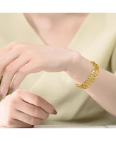 14k Yellow Gold Plated with Cubic Zirconia Interlocking Slinky Link Chain Bracelet